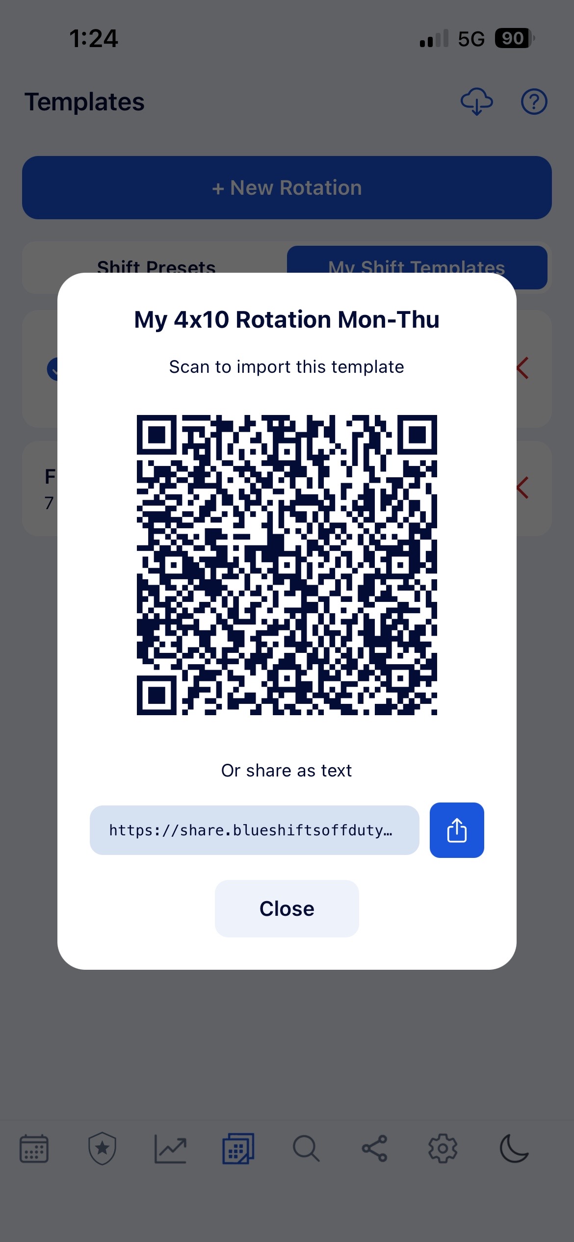 BlueShifts QR sharing
