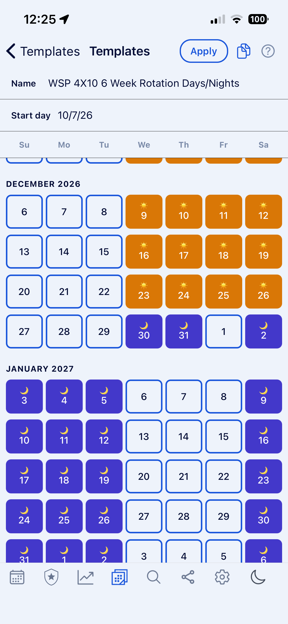 BlueShifts rotation template screenshot